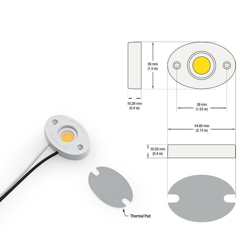 CDAC-20-30135-120V-30 COB Paragon LED Module with GPH48135A LED Holder, 120V 6W 3000K (Warm White)