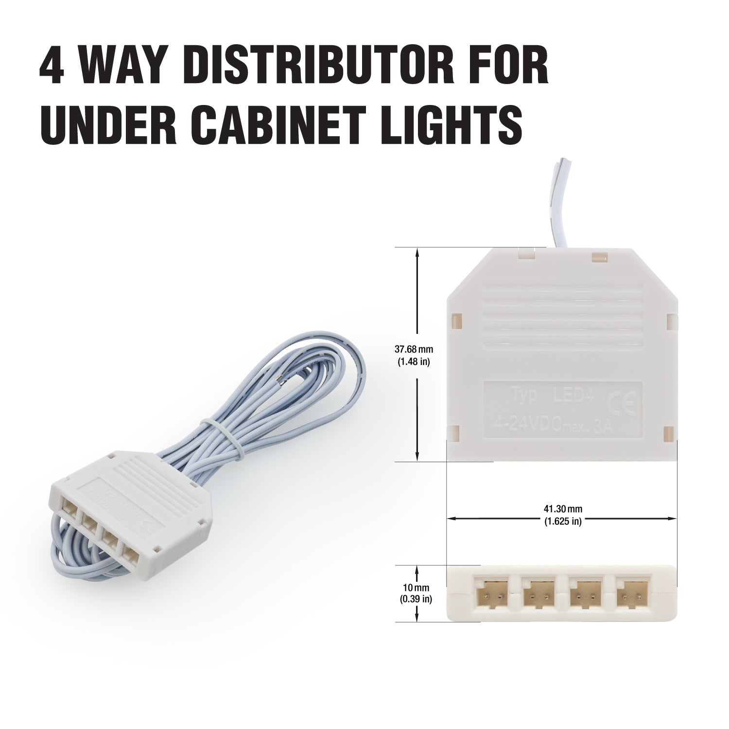 4 Way Distributor Box 2-pin DuPont Terminal for LED Cabinet Lights Type LED4