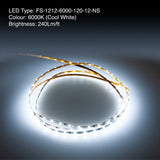 Ultrathin super bright 2mm LED Strip light 1 Meter 12V 1212SMD 240(Lm/ft) 120(LEDs/m) 6K(Cool White) - GekPower
