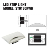 ST0130KWH LED Step Light Horizontal White, 120V 5W 3000K(Warm White) - GekPower
