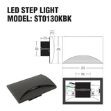 ST0130KBK LED Step Light/ Pathway Light Horizontal Black, 120V 5W 3000K(Warm White), gekpower