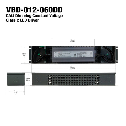 VBD-012-060DD Dali Dimmable Constant Voltage LED Driver, 12V 5A 60W - GekPower