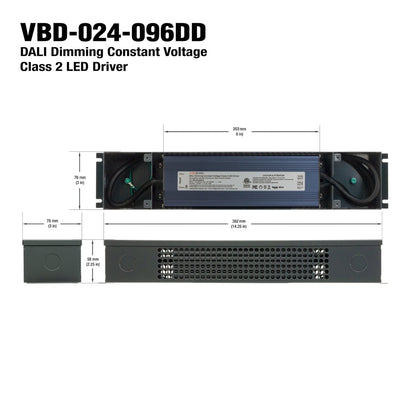 VBD-024-096DD Dali Dimmable Constant Voltage LED Driver, 24V 4A 96W - GekPower