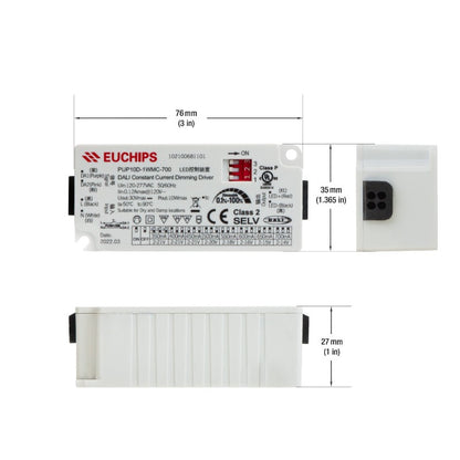 EUCHIPS Constant Current Driver PUP10D-1WMC-700 Selectable, 100VAC-240VAC 350 to 700mA - GekPower