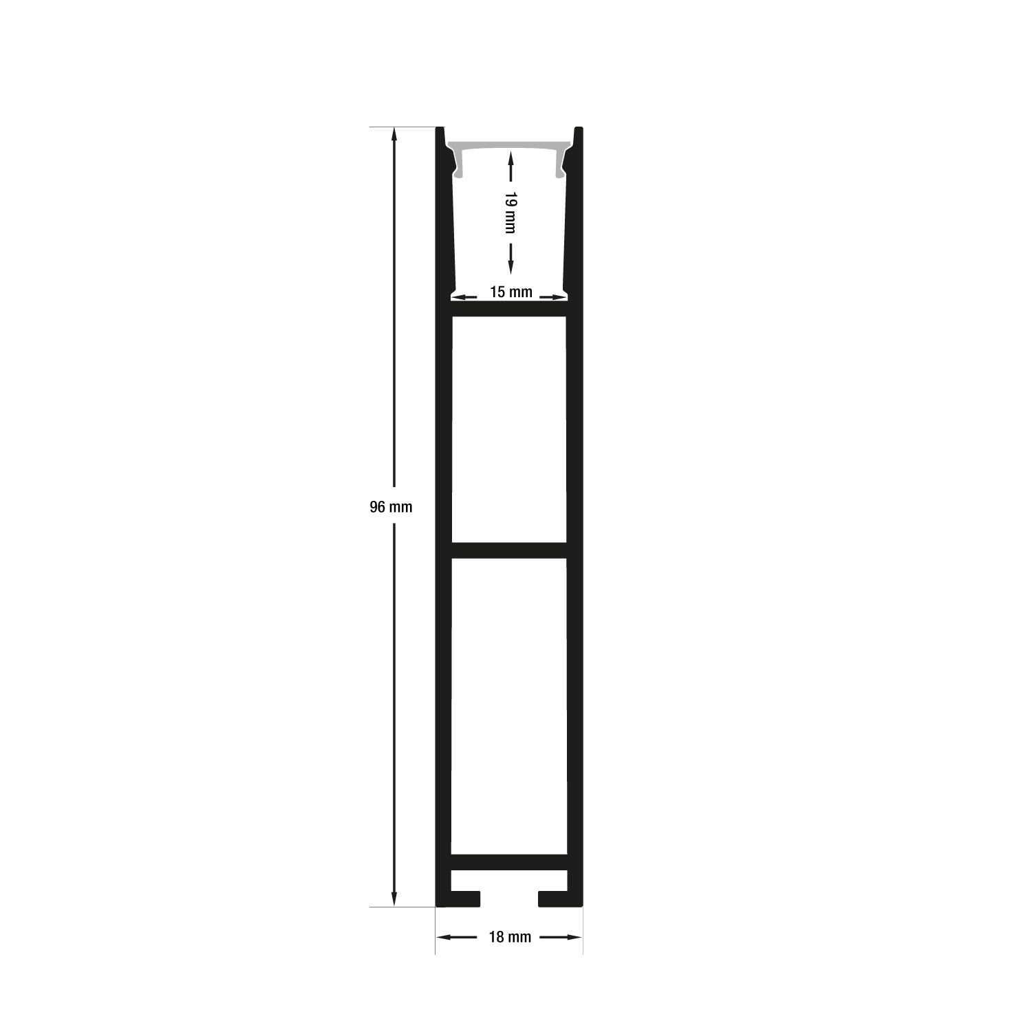 Narrow Black hanging Aluminum LED Channel VBD-CH-H3, 1Meters (3.2ft), Gekpower