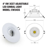 4 inch Gimbal Adjustable Recessed LED Downlight / Ceiling Lights EW34CG, gekpower
