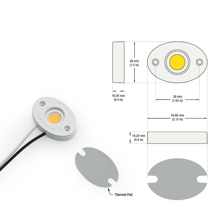 CBAC-084-30135-120-3000-G12 COB Paragon LED Module with GPH48135AC LED Holder, 120V 16W 3000K (Warm White), gekpower