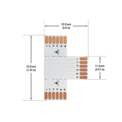 VBD-FPC12-T6A PCB Type 3 Way Expansion Connector For WRGBWW strip Light(12mm) (Pack of 3)