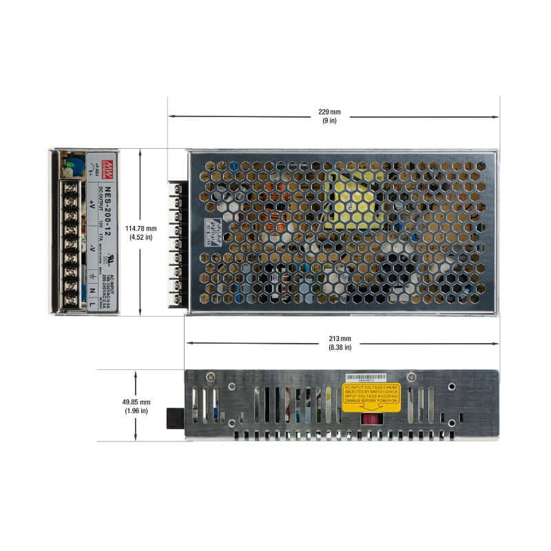 Mean Well NES-200-12 LED Driver - 12V 17A 204W