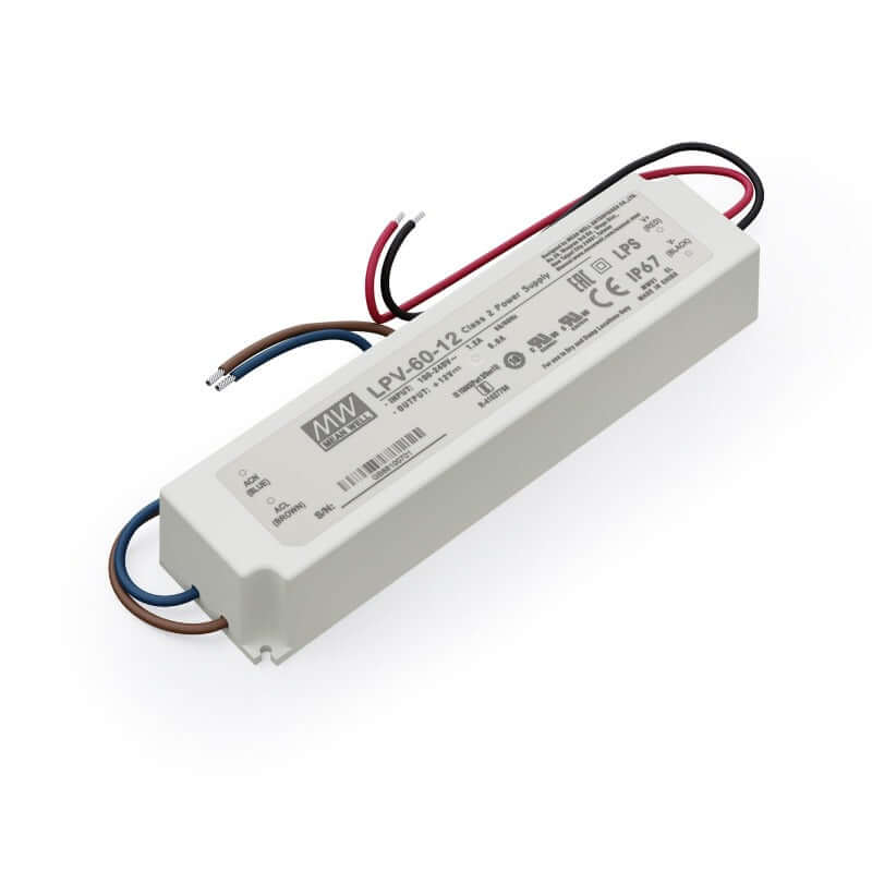 Mean Well LPV-60-12 LED Driver 12V 5A 60W Waterproof
