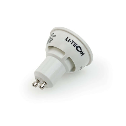 666561408374 - Li-Tech GU10 LED Bulb - 6.5W Soft White Replacement
