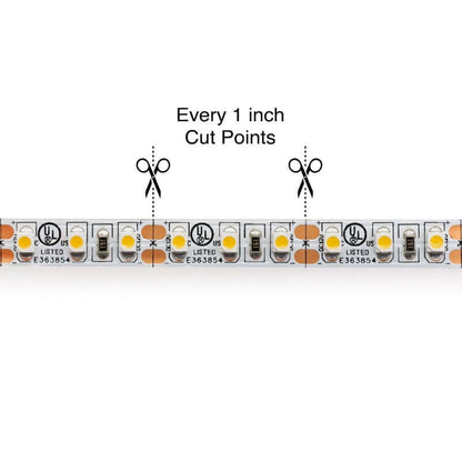 5M(16.4ft) Indoor LED Strip 3528, 12V 3(w/ft) 255-290(Lm/ft) 120(LEDs/m) 6K(Cool White) - GekPower