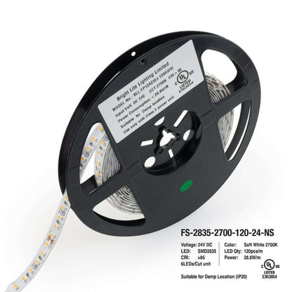 5M(16.4ft) Indoor LED Strip 2835, 24V 9(w/ft) 720-750(Lm/ft) 120(LEDs/m) CCT(2.7K, 6K) - GekPower