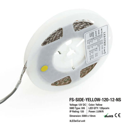 5M(16.4ft) Side Emitting LED Strip 315, 12V 3(w/ft) 120(LEDs/m) CCT(Yellow, Red, Blue) - GekPower