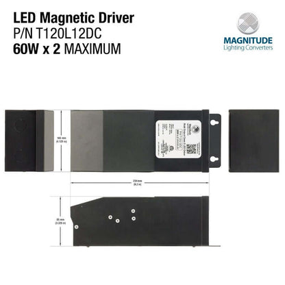 Dimmable Magnitude T120L 12V LED Driver - 60W x 2