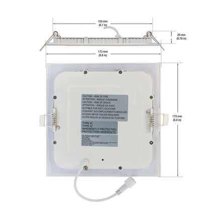 6 inch Square Dimmable Recessed LED Downlight / Ceiling Light 120V 12W 4000K(Natural White), gekpower