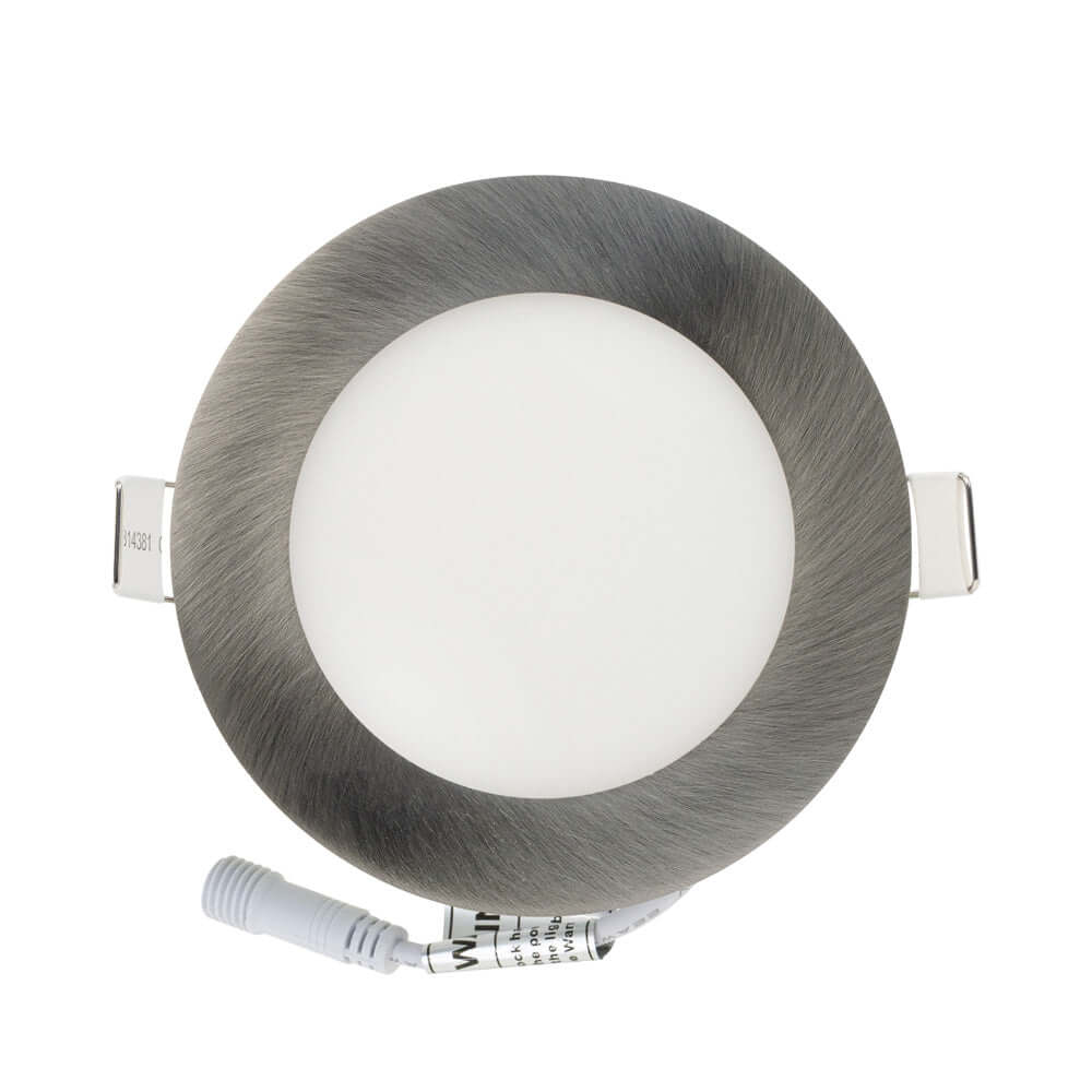 4 inch Flat Dimmable Recessed LED Panel Light, 120V 9W 3000K Brushed Nickel, gekpower
