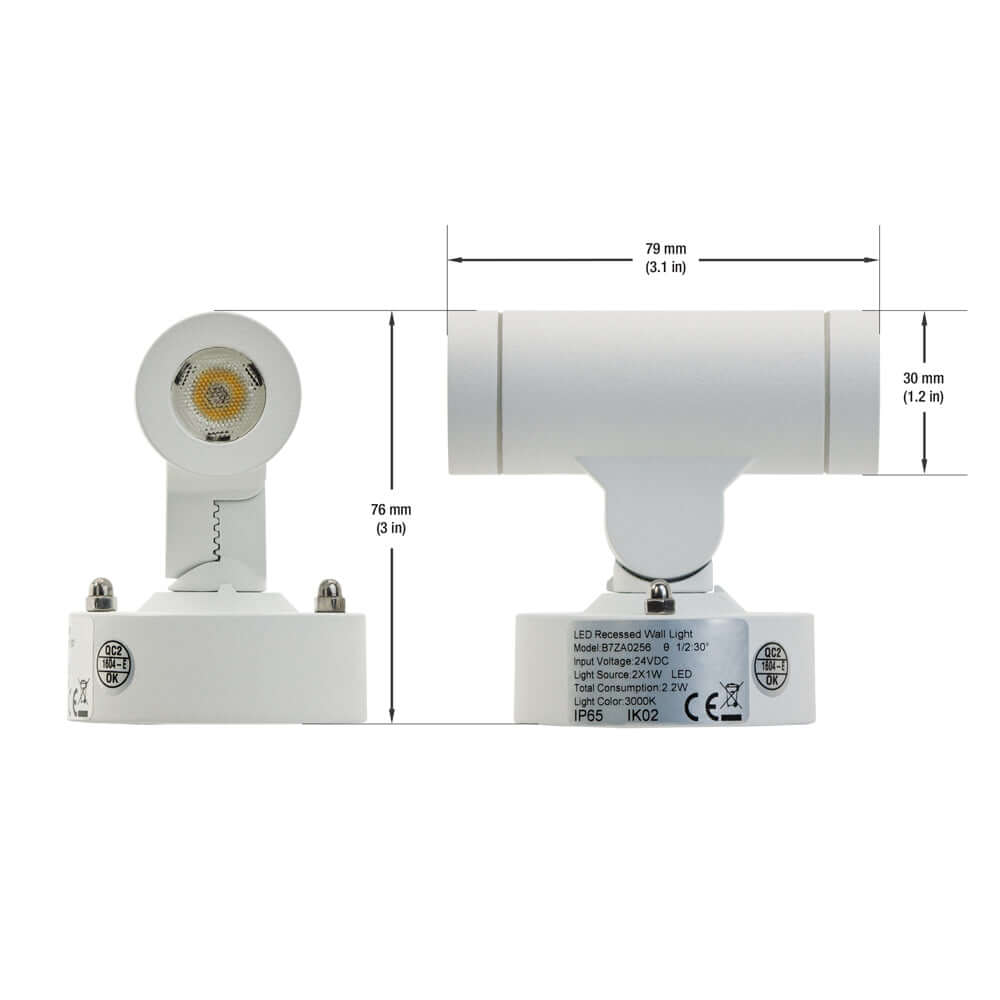 B7ZA0256 White LED Outdoor Wall Light - 24V 2.2W