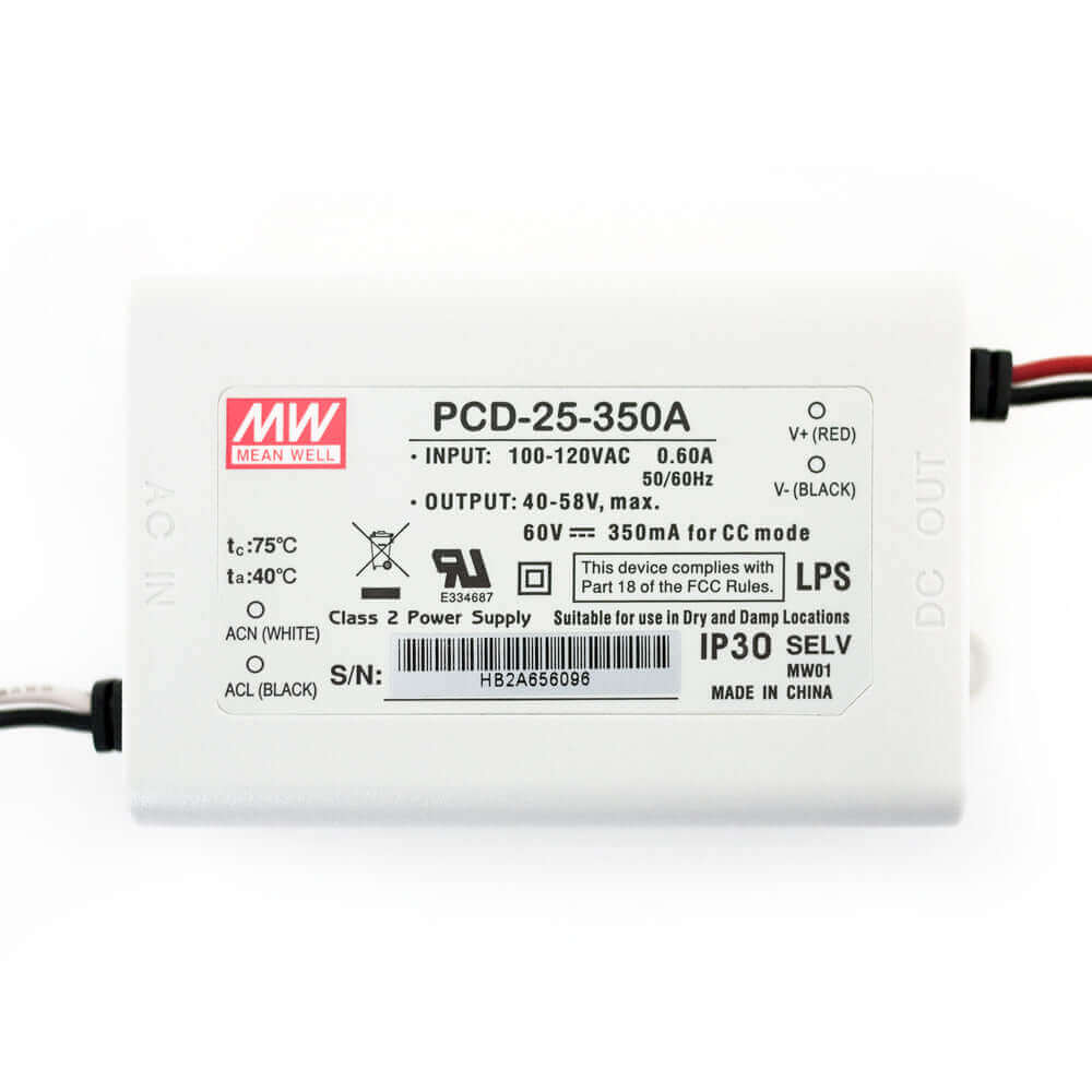 Mean Well PCD-25-350A LED Driver - 350mA, 20W