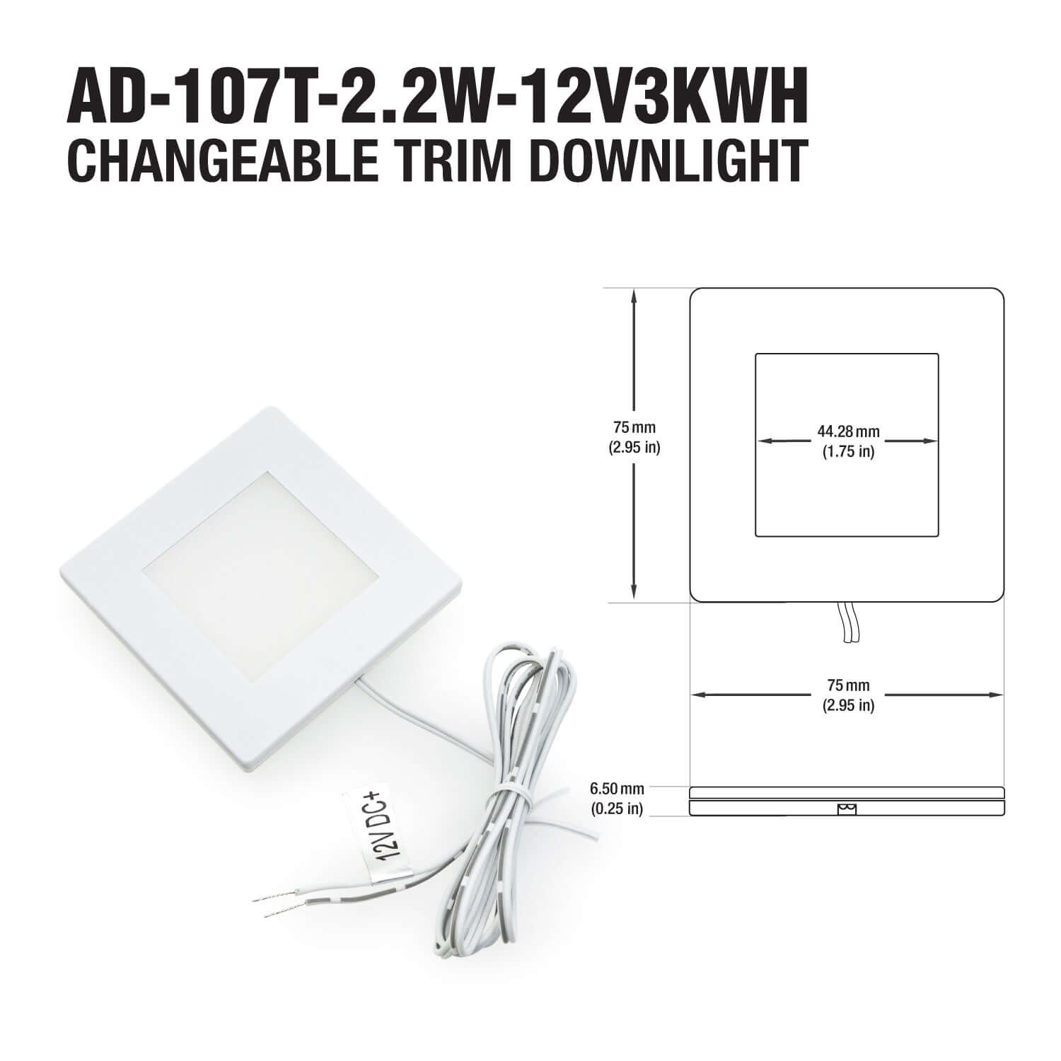 AD-107T 2.2W 12V Square Cabinet Lights - Brushed Nickel