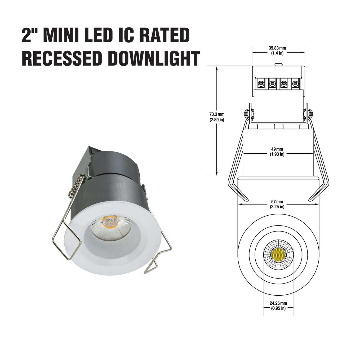 666561425036 - 2" Mini Dimmable LED Recessed Downlight - Warm White