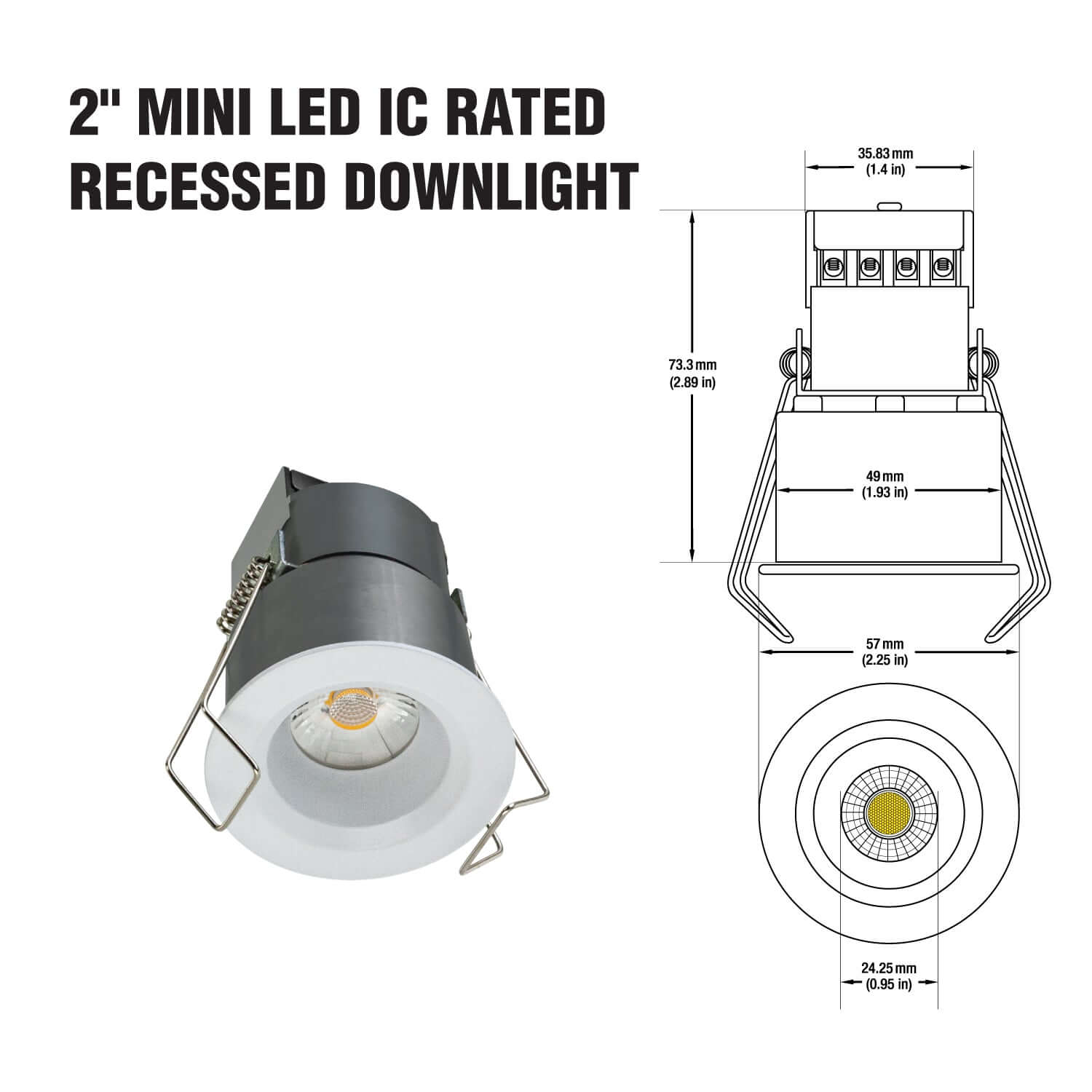666561425036 - 2" Mini Dimmable LED Recessed Downlight - Warm White