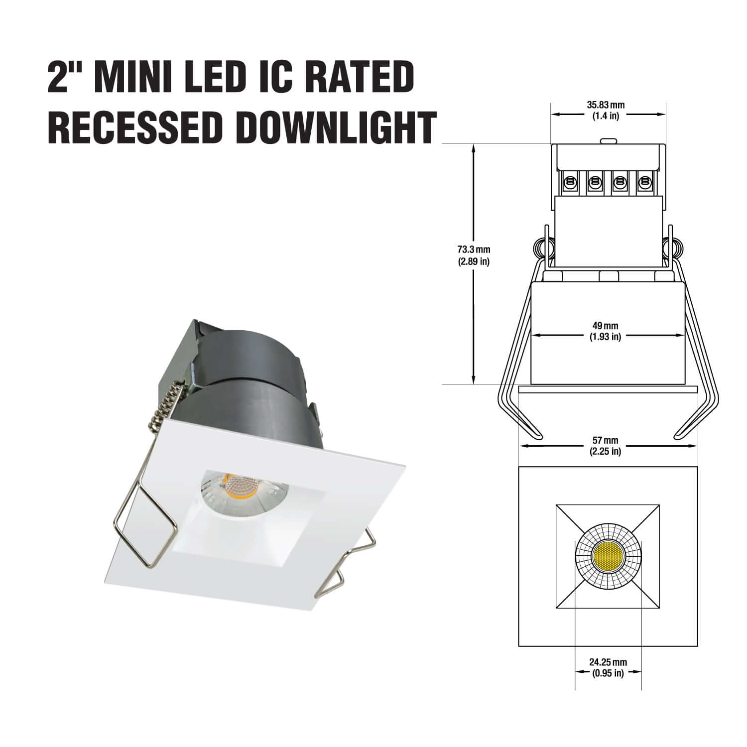 666561425043 - 2 Inch Mini Dimmable LED Recessed Downlight - Warm White