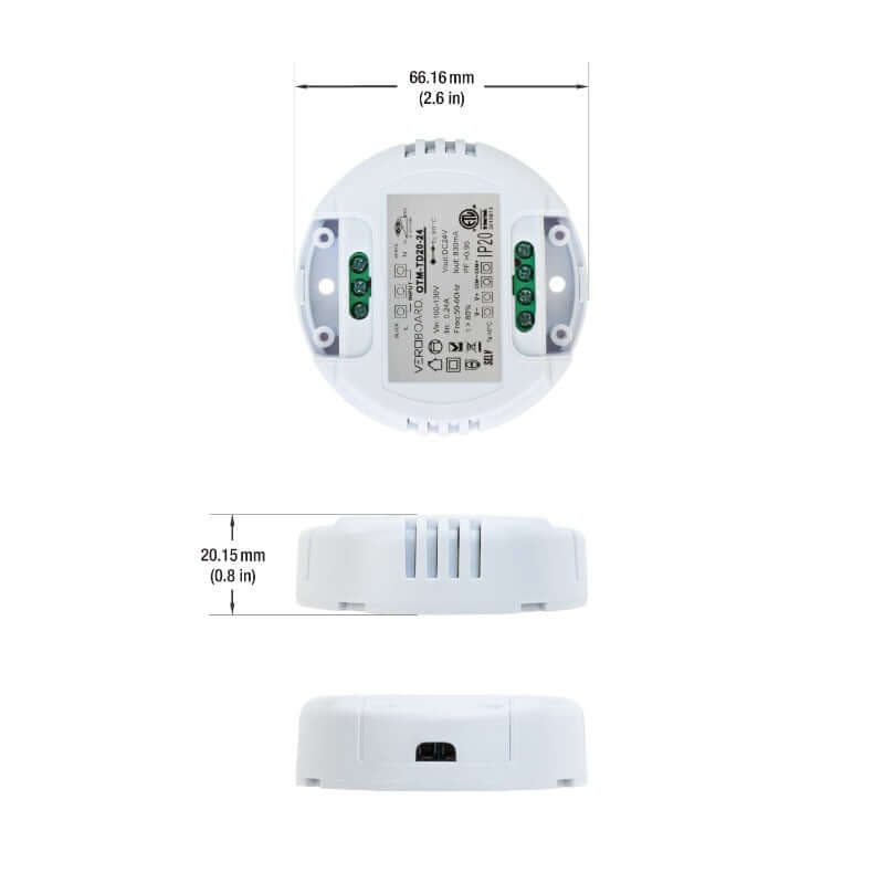 OTM-TD20-24 0-10V Dimmable LED Driver, 24V 20W