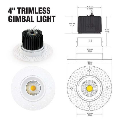 Dimmable 4" Round Trimless LED Downlight - 15W