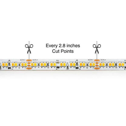 5M(16.4ft) Dim to Warm Hybrid Strip LED Strip 2835, 24V 5.5(w/ft) 196(LEDs/m) CCT(1.8K-4K Adjustable) - GekPower