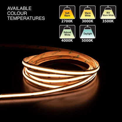 5M COB Indoor LED Strip Light 24V - Color Options