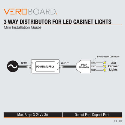 TYP LED3 3 Way Distributor Box for LED Cabinet Lights