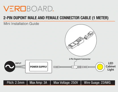 2-Pin DuPont Terminal Extension for LED Lights - 1M