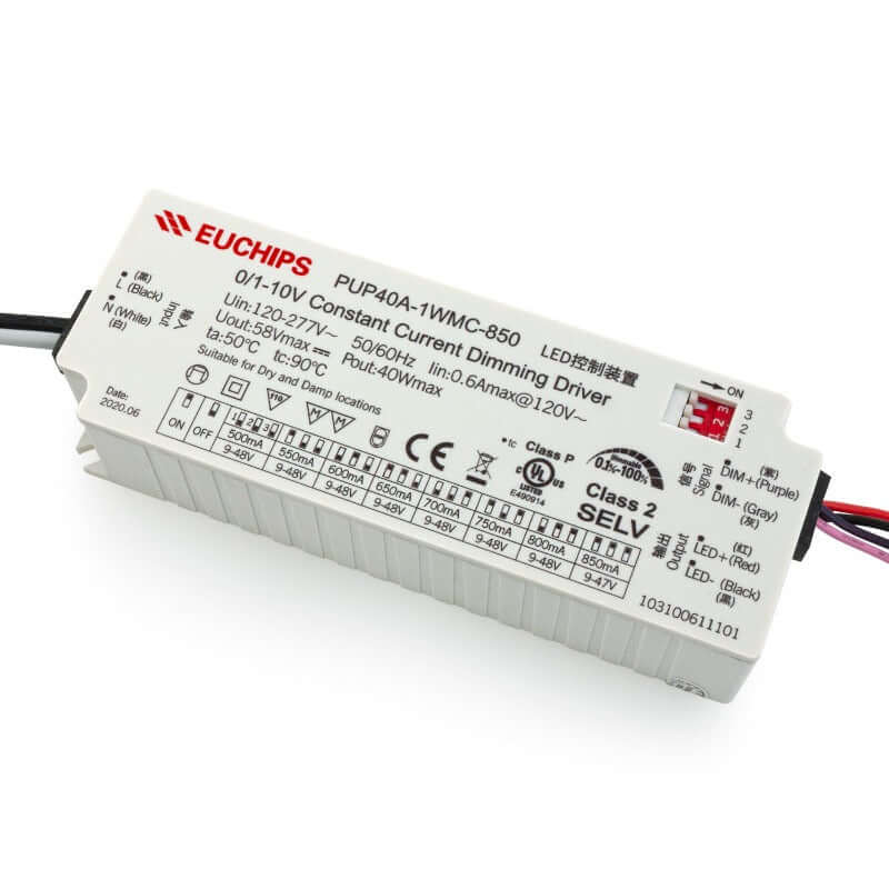 40W 0-10V Dimmable LED Driver PUP40A-1WMC-850