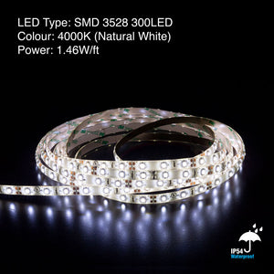5M(16.4ft) Crystal Outdoor LED Strip Light 3528, 12V 1.5(w/ft) CCT(4000K), gekpower