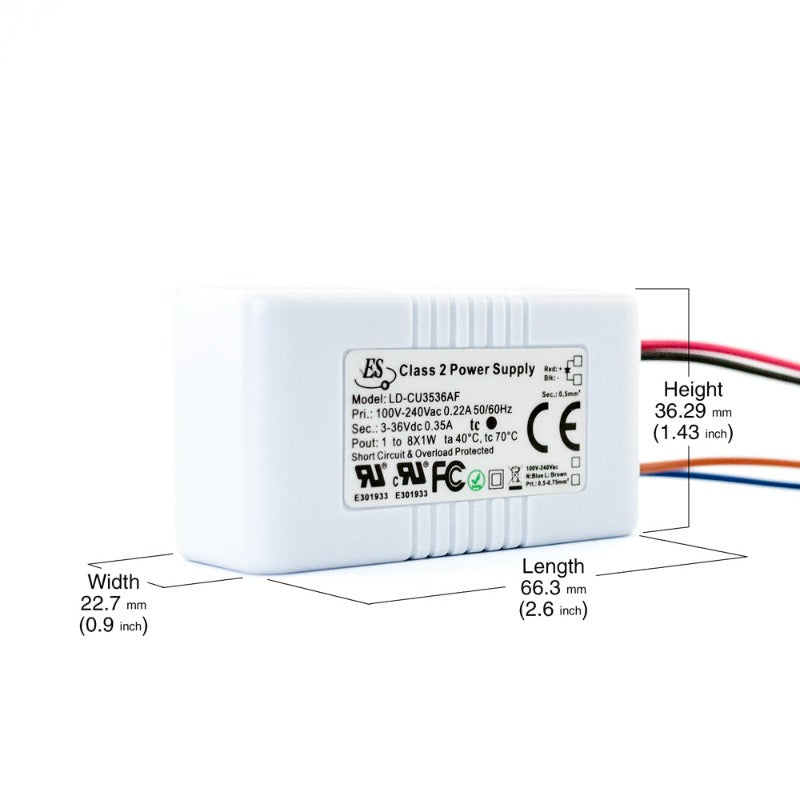 ES LD-CU3536AF Constant Current LED Driver, 350mA 3-36V 1-8W max, gekpower