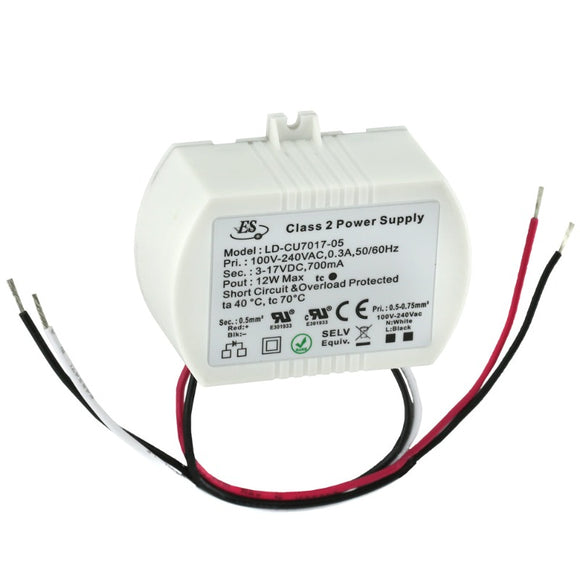 ES LD-CU7017-05 Constant Current LED Driver, 700mA 3-17V 12W max, united states of America and Canada