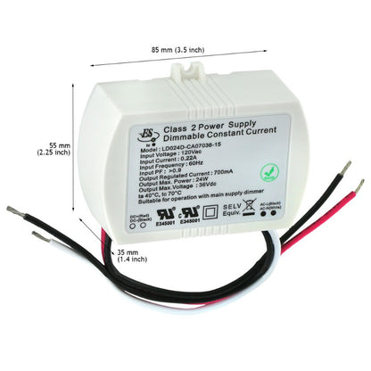 ES LD024D-CA07036-15 Constant Current LED Driver, 700mA 36V 24W, gekpower