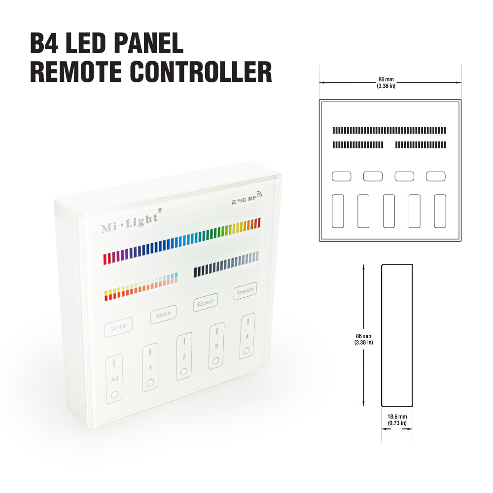 Mi-Light B4 4-Zone RGB+CCT Smart Touch Panel Remote Controller, works with FUT039 - GekPower