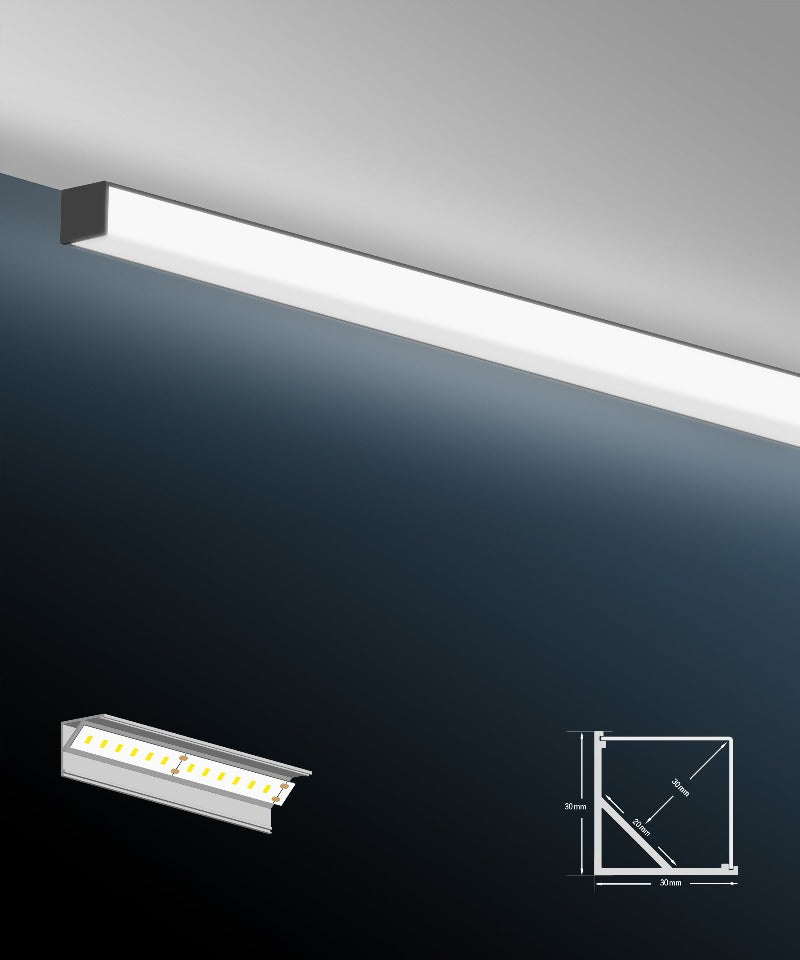 Corner Mount Square Linear Aluminum LED Channel for LED Strips 1Meter(3.2ft) VBD-CH-C4B, Gekpower