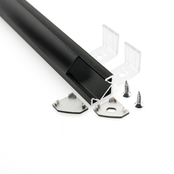 Corner Mount Linear Aluminum LED Channel Black for LED Strips 1Meter(3.2ft) VBD-CH-C2B, Gekpower
