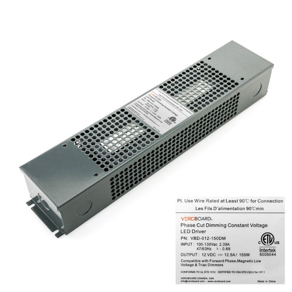 VBD-012-150DM Triac Dimmable Constant Voltage LED Driver, 12V 12.5A 150W, gekpower
