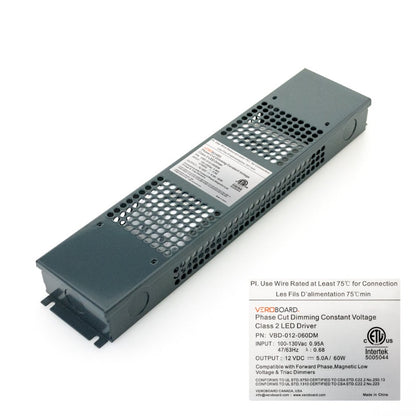 VBD-012-060DM Triac Dimmable Constant Voltage LED Driver, 12V 5.0A 60W, gekpower