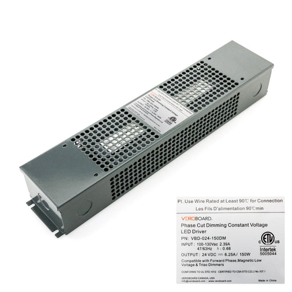 VEROBOARD 24V 6.25A 150W Dimmable Constant Voltage LED driver VBD-024-150DM Power supply Canada, British Columbia, North America.
