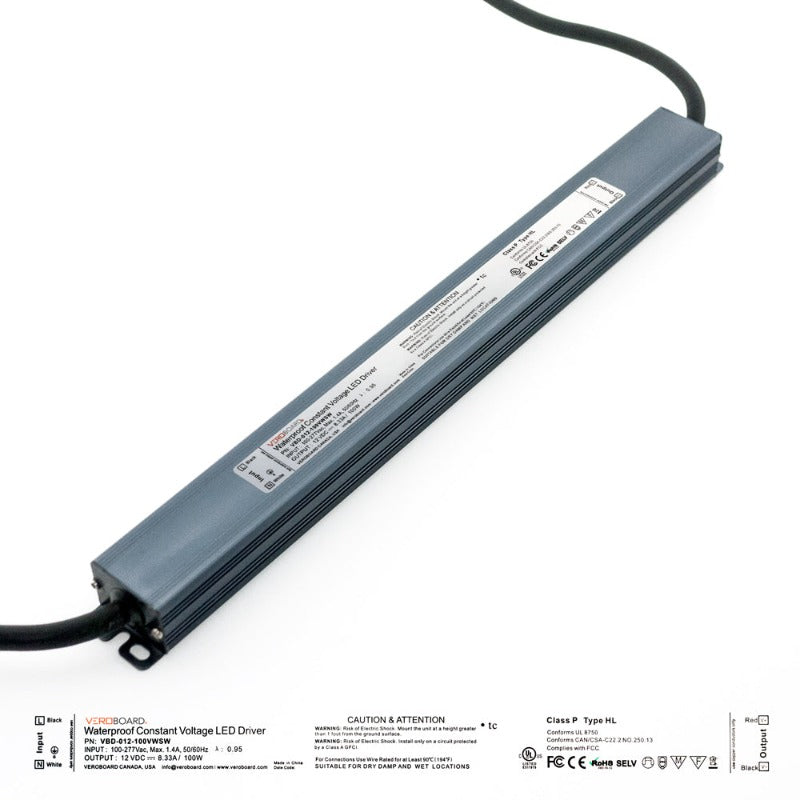 VEROBOARD Super Slim CV 12V 8.33A 100W CV Non-Dimmable LED Driver VBD-012-100VWSW