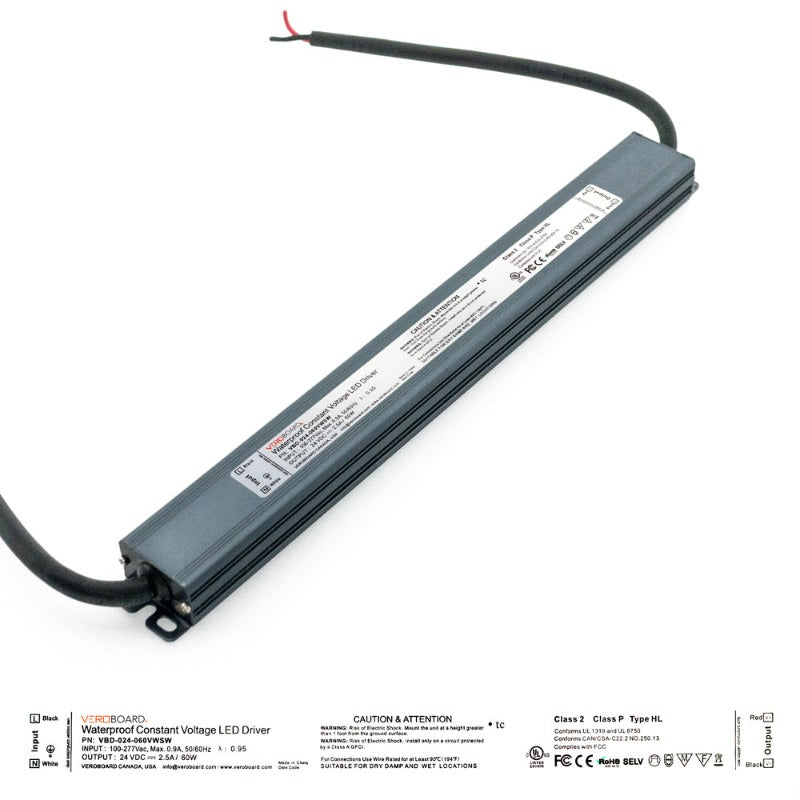 VEROBOARD Super Slim 24V 2.5A 60W Non-Dimmable LED Driver VBD-024-060VWSW